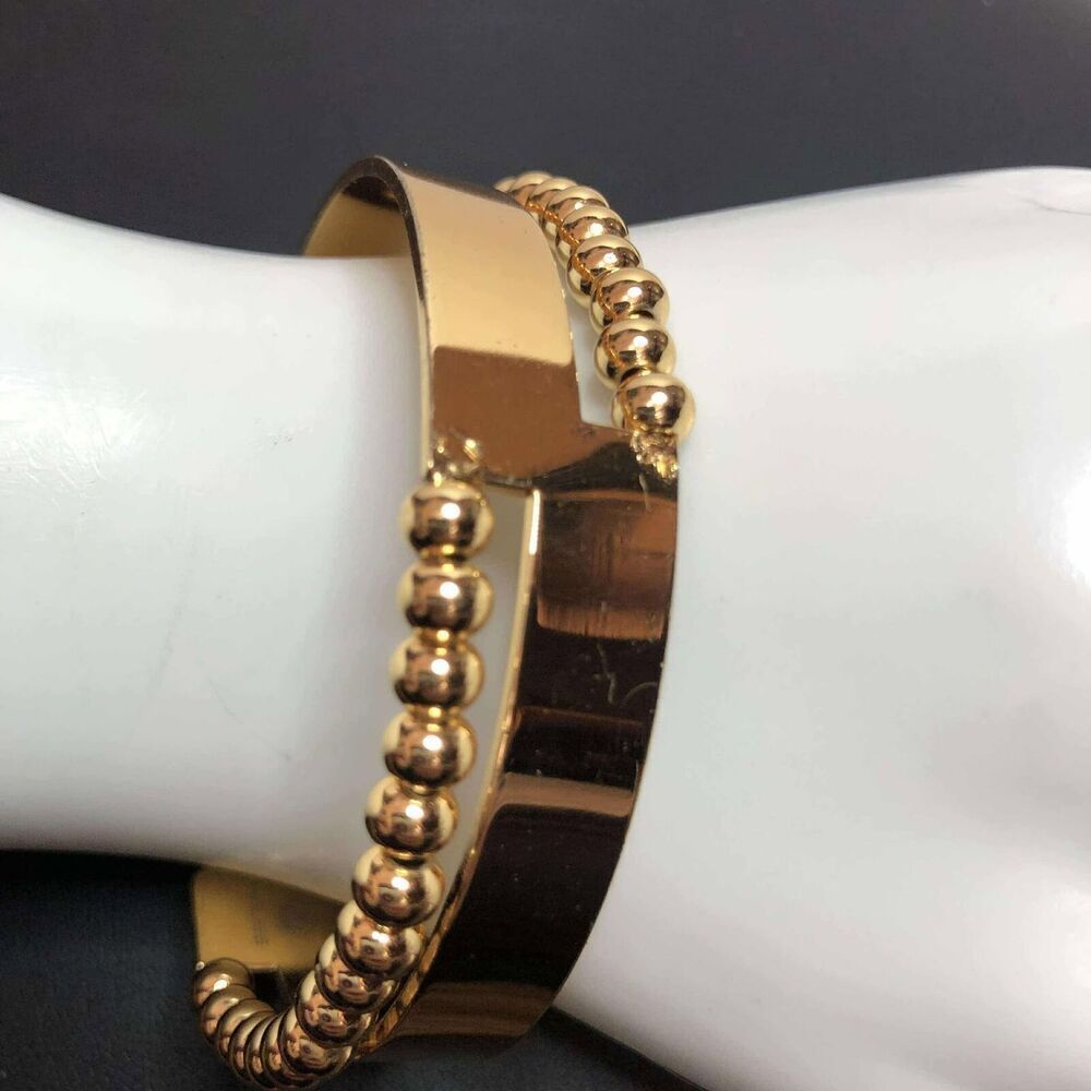 1927 Kauss modern Gold Tone Cuff Bracelet 7"